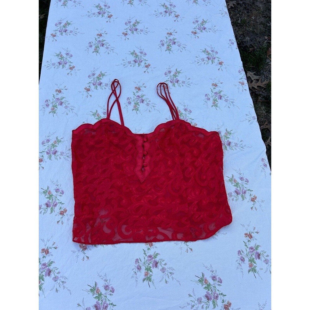 Vintage‎ 90s Inner Most sheer babydoll Red lingerie top size large Valentines